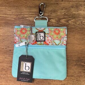 New Cinda B Tee Pouch‎ Casablanca Blue Coin Purse Keychain Wallet Card Holder